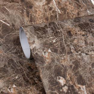 Sticker Hub 41 cm Brown Marble Gloss PVC Peel And Stick, Self Adhesive Vinyl wrap sheet Roll Sticker Size (16 in X 48 in) Self Adhesive Sticker