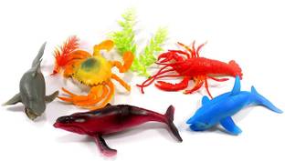 Muren Sea Animals Set Toys Aquatic Animal Toys Set for Kids with Water Plants