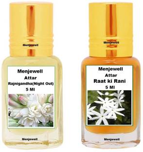 Menjewell Pack of 2PCS Attar(Rajnigandha 5ML,Rat Ki Rani 5ML)Natural Itra/Attar/ Perfume Floral Attar