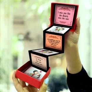 Exciting Lives Missing You Message Gift Box Greeting Card