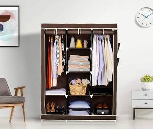 Balaji 6+2 Shelves 3 door PP Wardrobe PVC Collapsible Wardrobe