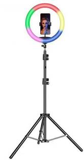 Webilla 26 RGB Color Ring Light with Metal Tripod Stand, Mobile Holder |3 Modes Dimmable Light| 26 RGB Color Mode|13 Dynamic Speed Flash Mode Big Led Light for YouTube Video Live Stream Makeup Shoots Ring Flash