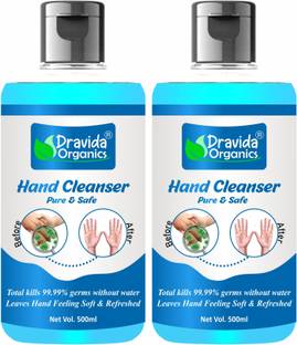 Dravida Organics Anti-Bacterial Alcohol Based  / Hand Cleanser Pack of 2 Hand Sanitizer Bottle