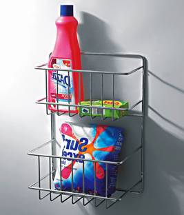 IRONTECH Containers Kitchen Rack Steel 2 Tier wall mounted organiser Stainless Steel Multipurpose Detergent Holder/Bathroom Shelf/Kitchen Shelf