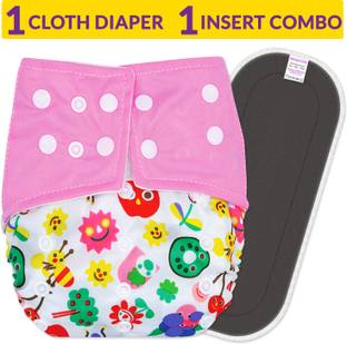 Bembika Cloth Diapers for Babies , Washable , Reusable, Sizes Adjustable with 5 Layer Bamboo Charcoal Insert (Pink Doodle)