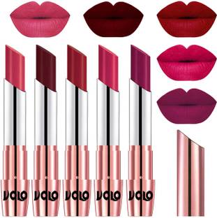 Volo Creme Matte Smooth Lipstick Combo Set of 5 Bold Colors Long Lasting Code-830