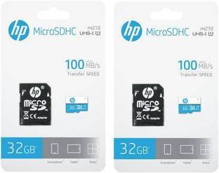 HP Combo Pack of two Memory Cards- 32GB U1 32 GB MicroSDHC Class 10 100 MB/s  Memory Card Compatible with Gaming Console, Camera, Tablet, Mobile, Computer