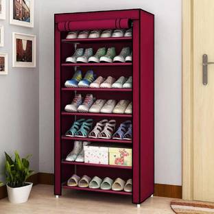 CMerchants NextGEN Home Creative 7 layer collapsible shoe rack MAROON Metal Collapsible Shoe Stand