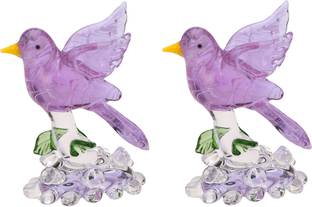 Somil Somil Lovely Inncocent Bird Ready To Fly Crystal Figurine (Set OF 2)-JU1 Decorative Showpiece  -  8 cm