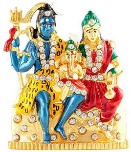 Kulin God Shankar Parvati And Ganesha Idol For Car Dashboard | Home Decor | Gifting Decorative Showpiece  -  6.9 cm