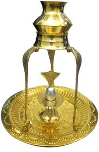 APDI Parad Shivling 200 Gm With Brass Yoni & Kalash with Stand Decorative Showpiece  -  24 cm