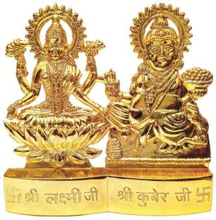 decorate india Gold Platted Laxmi Kuber Decorative Showpiece  -  12 cm