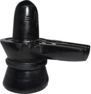 VALUE CRAFTS Black Marble Shiva Linga 7 cm Decorative Showpiece  -  6.3 cm