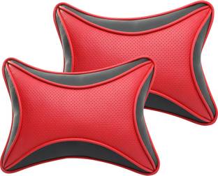 Auto Hub Black, Red Leatherite Car Pillow Cushion for Universal For Car