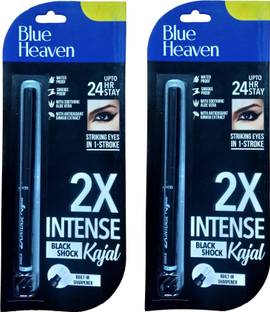 BLUE HEAVEN 2X INTENSE BLACK SHOCK KAJAL WATER PROOF PACK OF 2