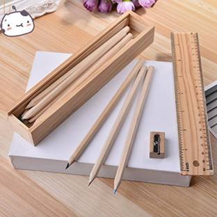ShubhKaft Made with good quality natural wood, it is great for gifting it to students, wooden scale work as a cover for the wooden case. Made for return gift pack of 1 Wooden Pencil Box Art Wood Pencil Box