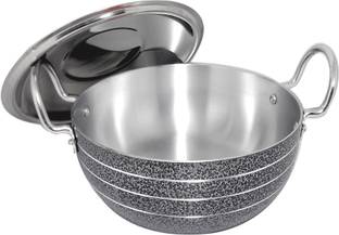 bartan hub Kadhai With Lid ( 4000 ML , Dishwasher safe , Aluminium Made ) Kadhai 27 cm diameter with Lid 4 L capacity