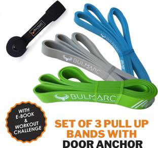 Bulmarc Resistance Pull Up Band Light,Medium,Heavy 7-37 kgs + door anchor Resistance Tube