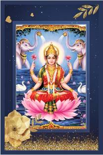 god & god's 46 cm Laxmi Mata Ji Sparkle Lamination Sticker Self Adhesive Sticker
