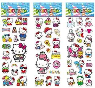 Super Easy 0.08 cm Character Puffy 3D Cute Funny Stickers ( 5 Sheets) Self Adhesive Sticker
