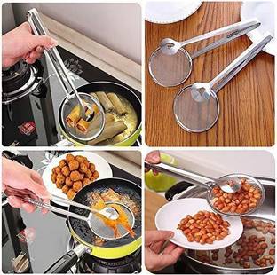 ZWINKO Multi-Functional 2 in 1 Fry Tool Filter Spoon Snack Strainer with Clip Collapsible Deep Frying Basket