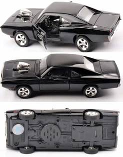 Galactic 1: 32 die-cast the fast and the furious alloy metal dodge charger model classic cars toys for kids pull back with open able doors, engine cover, tail with front and rear light & music-(Multicolor)