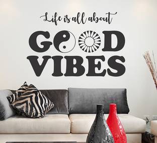 WALLSTICK 60 cm Good Vibes Quotes Removable Sticker