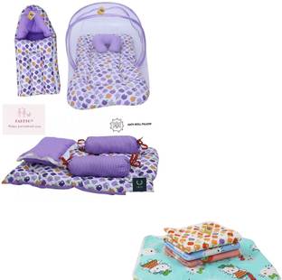 Fareto New Born Baby Daily Essentail Bedding Combo Pack(0-6 Months)(Total Items: 11)