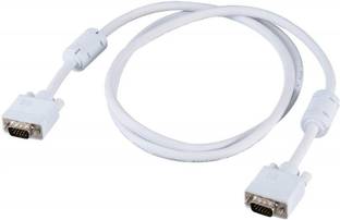 TERABYTE VGA Cable 1 m 1 Meter VGA Cable High Quality 15 Pin Male to Male White VGA Cable, Support PC/Monitor/LCD/LED, Projector VGA to VGA Converter Adapter Cable