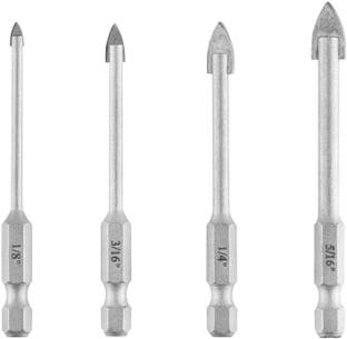 uptodatetools 4-Piece Glass & Tile Drill BIT Set 1/8", 3/16", 1/4", 5/16" Carbide TIP HQ 4-Piece Glass & Tile Drill BIT