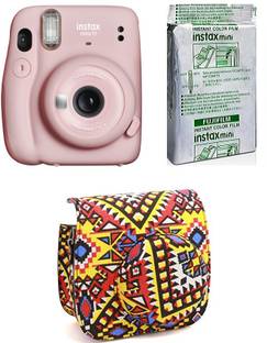 FUJIFILM Instax Mini 11 Blush Pink with Bohemia Pouch and 10 Shot film Instant Camera