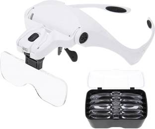 uptodatetools Adjustable Magnifier 5 Lens Loupe LED Light Headband Magnifier Glass LED Magnifying Glasses with Lamp 1X, 1.5 X, 2X, 2.5X, 3.5X, 5X Adjustable