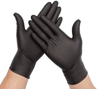 DM Eco Quality Nitrile Gloves in Black Color Premium Quality Puncture Free Beaded cuff and Ambidextrous Size- Extra Small Nitrile Examination Gloves