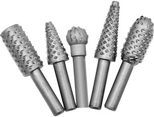 uptodatetools 5Pcs/Set High Speed Steel Burr Drill Bit Set Wood Carving Rasps for Dremel Shank Burs Tools Cutting Tool Black Rotary Bit Set