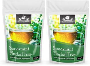 NATURE YARD Spearmint Herbal Tea Leaves - 50 gm - 100% Natural and antioxidant, Best for PCOD/PCOS, unwanted facial hair, Acne, Hormonal imbalance, Weight loss Herbal Tea Pouch