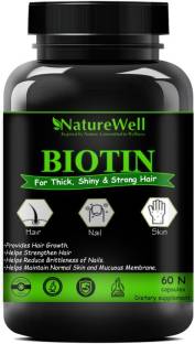 Naturewell Biotin Maximum Strength for Hair Skin & Nails-10000 mcg Pro (Green-60N)