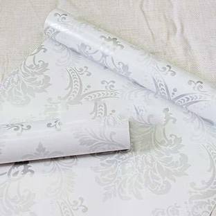 CRIMSON DECORS Vinyl Decorative Silver Wallpaper