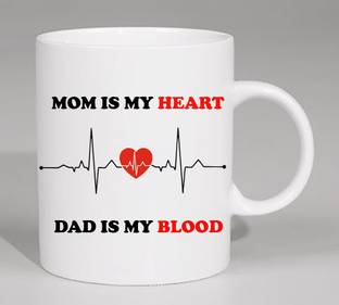 iMPACTGift Mom is my Heart, Dad is my Blood Printed Coffee, Best Gift for Couple, Mom & Dad Ceramic Coffee, Tea Ceramic Coffee Mug