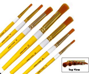 Definite Synthetic Nylon Stencil Paint Brushes Ideal for Beginners, Students, Professional Artists; Anti-Shedding Nylon Hair for Acrylic Color, Poster Color, Tempera, Water Color and Gouache