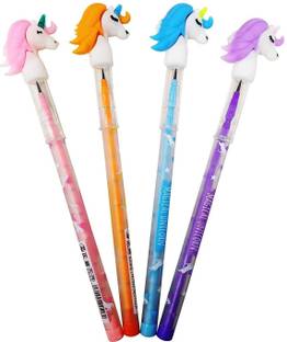 Crazycute Unicorn Stack Pencil Beautiful Designer Unicorn Pencils (Pack of 4 Pencils) for Kids Girls Return Gift Birthday Party School Supply Pencil