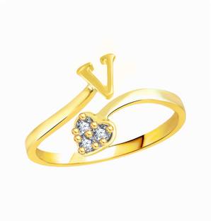 Vshine Fashion Jewellery Adjustable Stylish Initial Alphabet Letter V Diamond Studded Heart Ring Fancy Party Wear Vshine Fashion Jewellery Adjustable Stylish Initial Alphabet Letter V Diamond Studded Heart Ring Fancy Party Wear