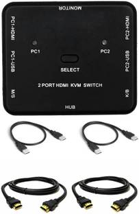 BOXNUBE 2 Port HDMI KVM Switch Share 2 Computers with One Monitor Support UHD,4K@30Hz - with HDMI and USB Cables Media Streaming Device