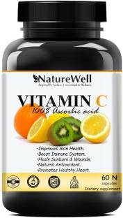 Naturewell 100% Vitamin C Capsule for Glowing Skin, Potent Antioxidant, Boost Immunity(60 No)