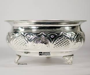 WHITE LOTUS German Silver Footed Center-Piece Fruit Bowl Silver Plated Decorative Platter