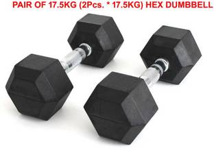 L'AVENIR FITNESS (2pcs. 17.5kg = 35kg) Rubber Coated HEX Dumbbells + FITNESS ACCESSORIES Fixed Weight Dumbbell