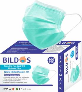 BILDOS Protective Melt blown Layer Face Mask with Inbuilt Nose Pin Daily Dust and Mouth droplet Protection Face Mask with Water Repellent Layer Surgical Mask With Melt Blown Fabric Layer