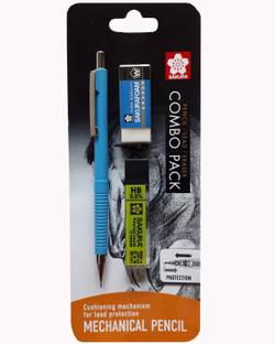 SAKURA Cushioning Point 0.3 mm Lead Box, Eraser and Blue Mechanical Pencil