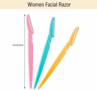 lazygirl Stainless Steel Eyebrow, Neck, Face, Upper Lips as well as Unnecessary Hairs Elsewhere Shaping Trimmer Shaper Shaver Razor Tool (Pack of 3)