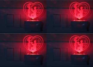 AFAST 3D Illusion Purposal Of Couple LED Night Lamp (Pack Of 4) Night Lamp