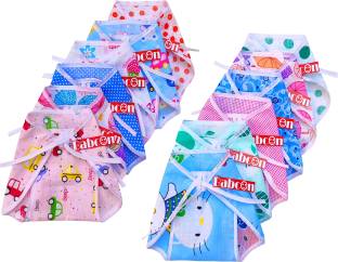 Babcon Baby Infant Nappy (Langot) For Regular Home Essential, Set Of 12, Cotton Soft Fabric Material, 0 to 6 Months, Random Print and Design